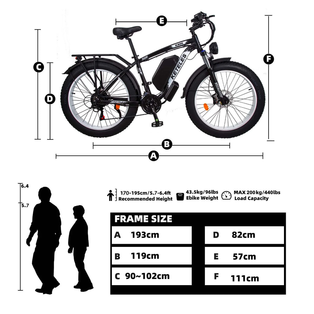 1000W 26 Fat Tire Electric Bike K401