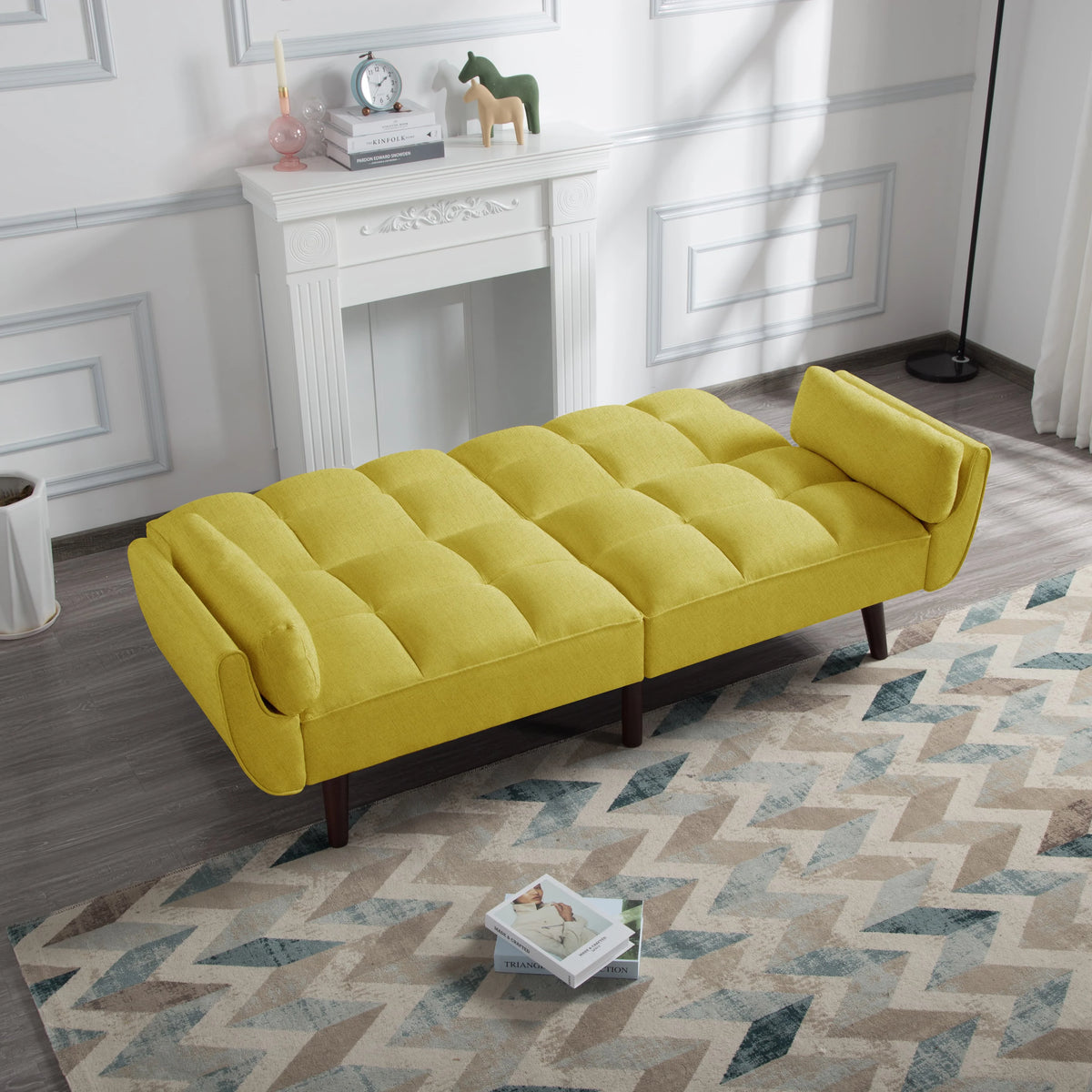 74.4 inch Foam Futon Sofa Bed with 2 Pillows I59794