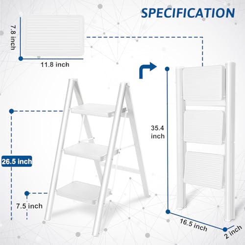 2 Step Folding Steel Step Ladder 330 Lbs Black C77676