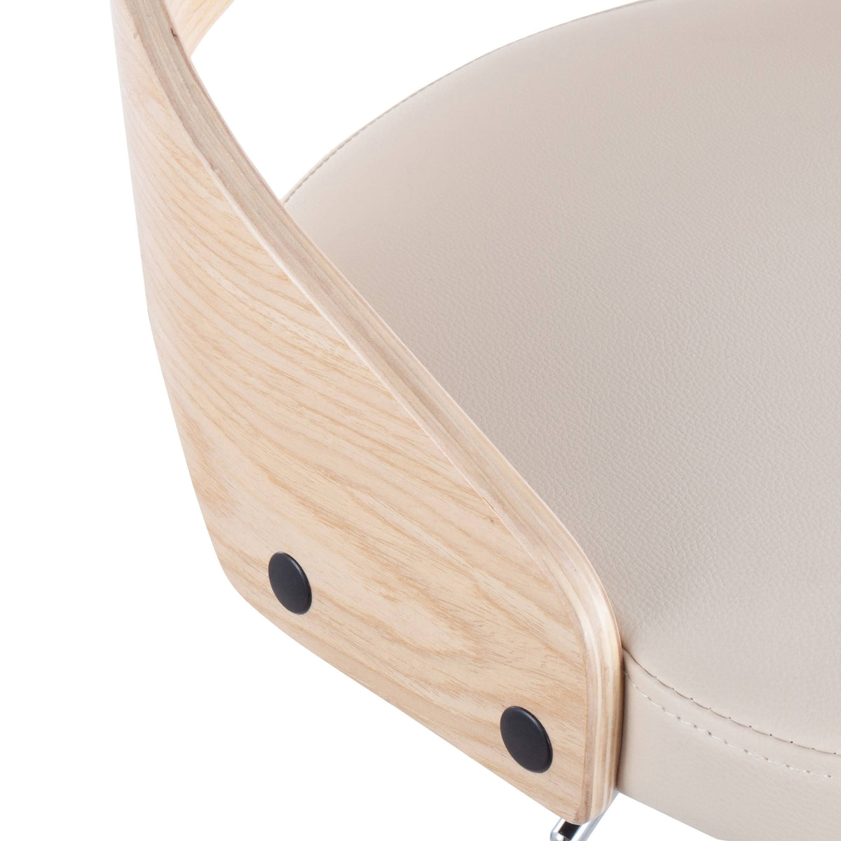 Chrome Natural Wood Cream PU Barstool T55250