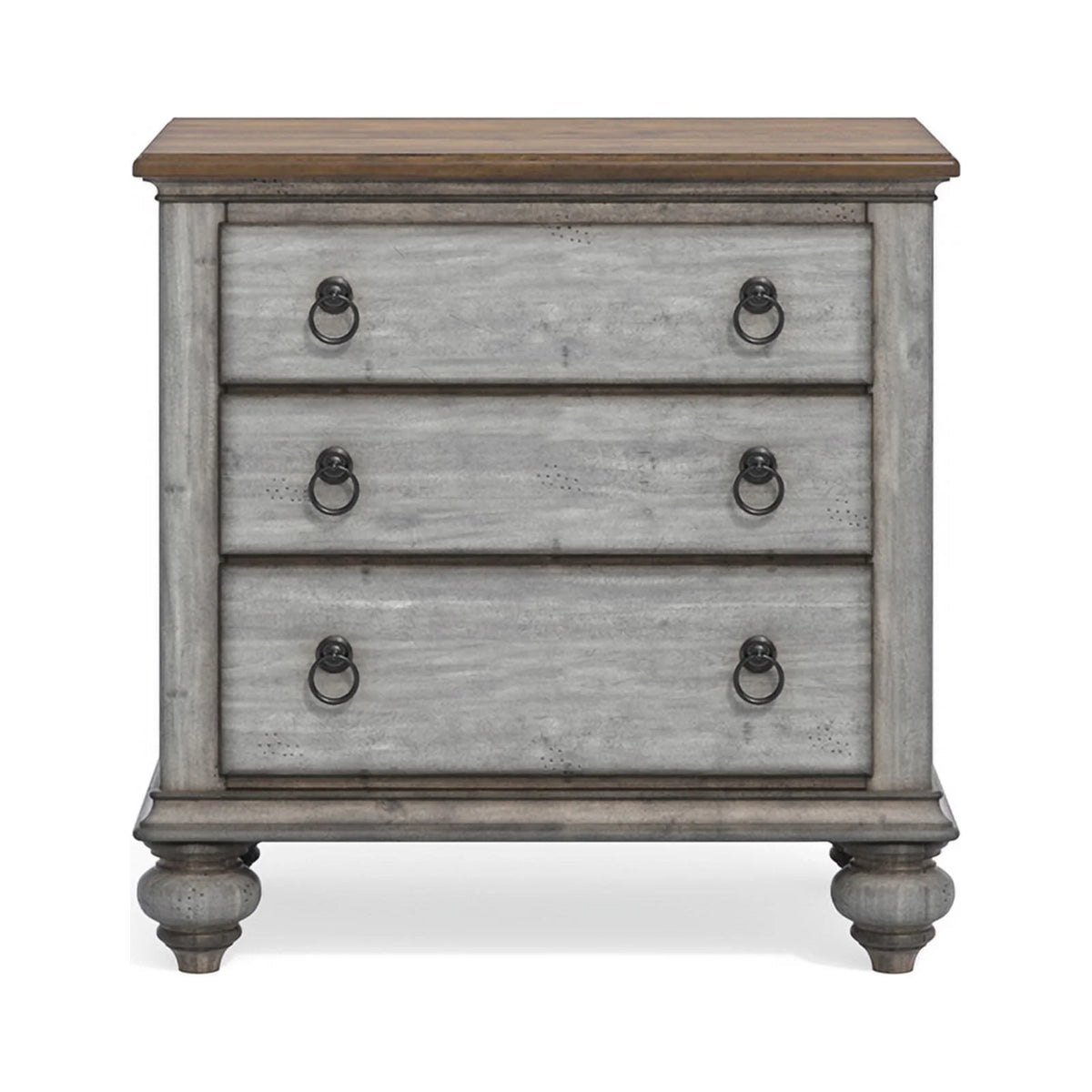 Weathered Gray 3 Drawer Nightstand Y101114