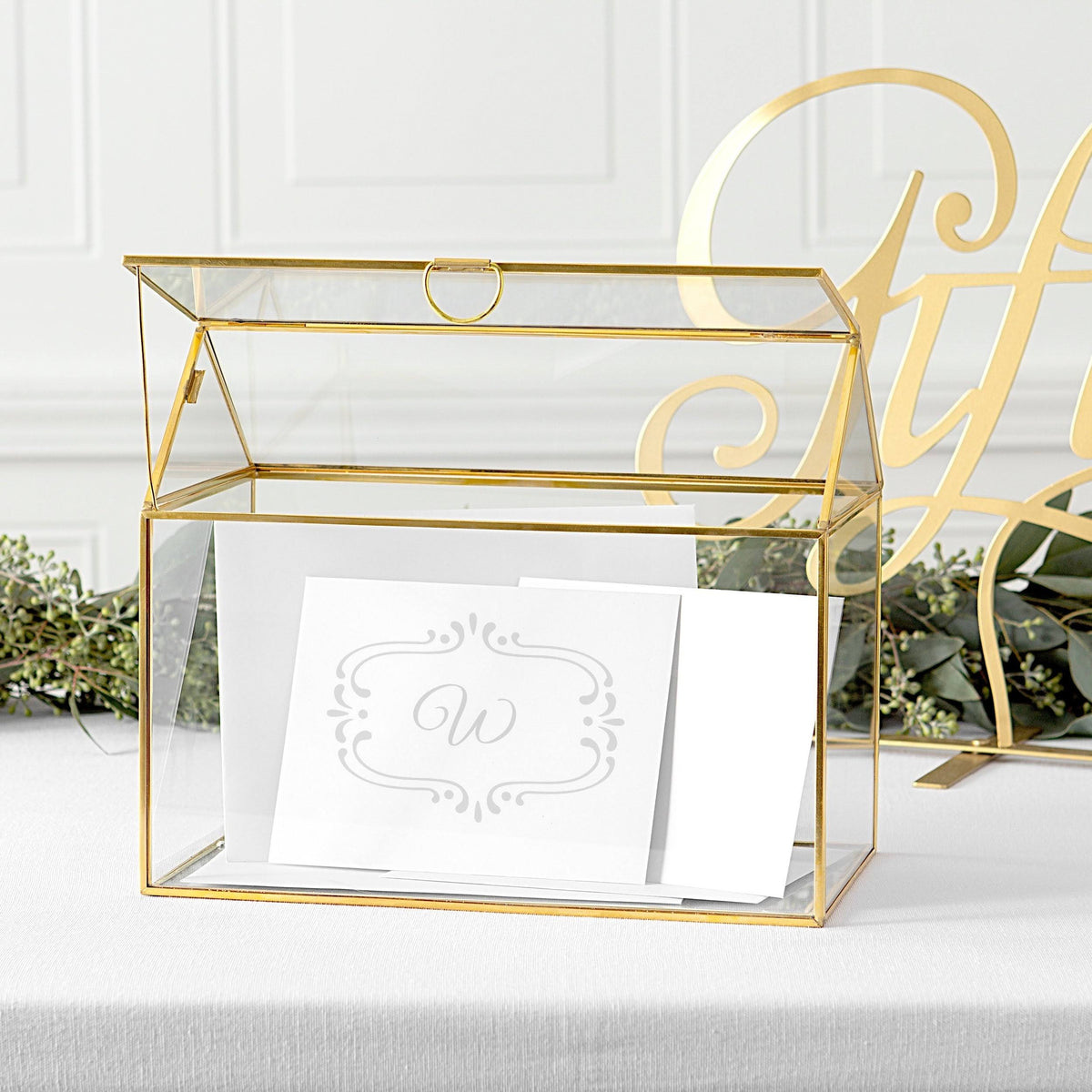 Gold Glass Terrarium Card Holder M41036