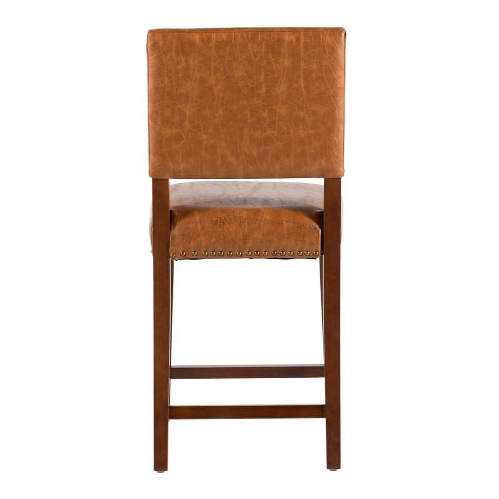 24" Faux Leather Wood Counter Stool in Dark Caramel/Walnut R713737