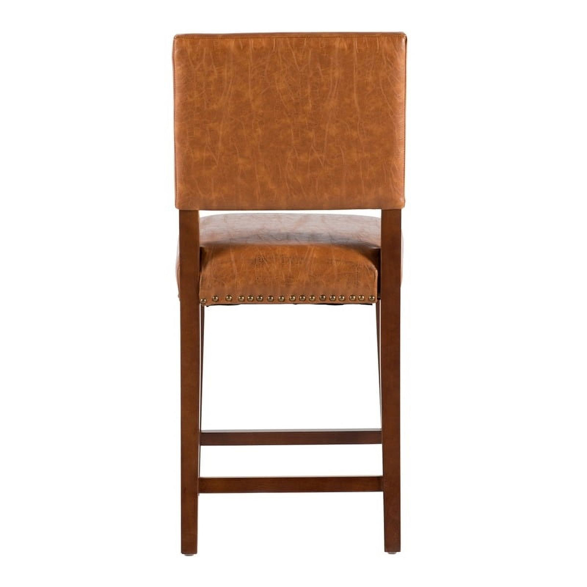 24" Faux Leather Wood Counter Stool in Dark Caramel/Walnut R713737