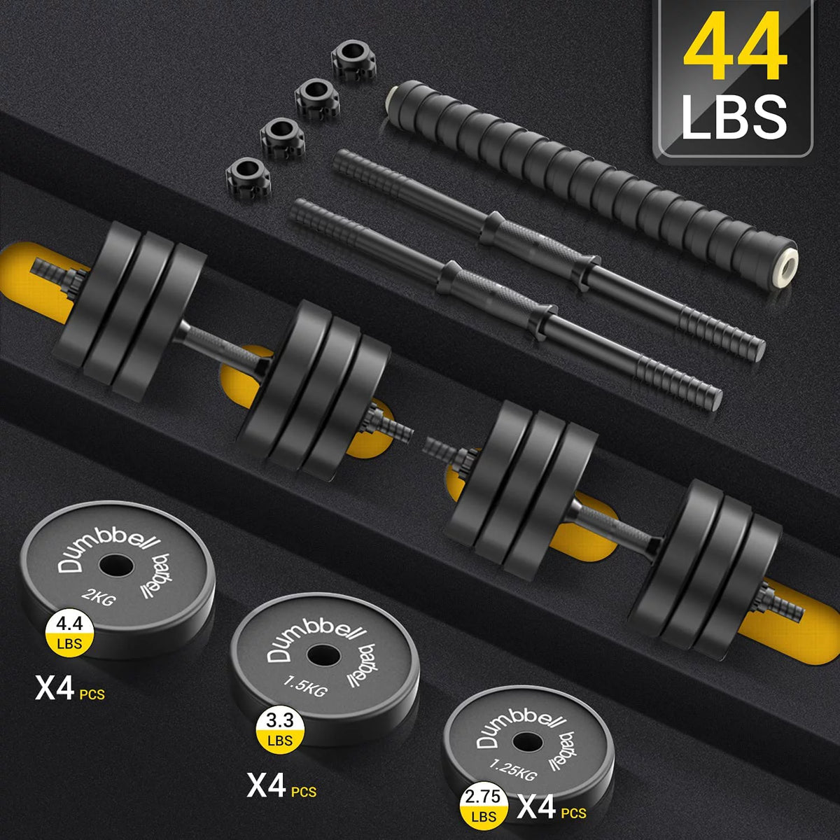 Adjustable Dumbbell Barbell 2 in 1, 22lbs B668268