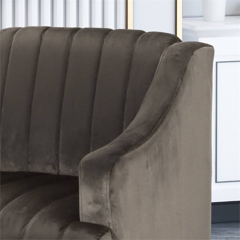 Gray and Dark Brown Velvet Club Chair H5120