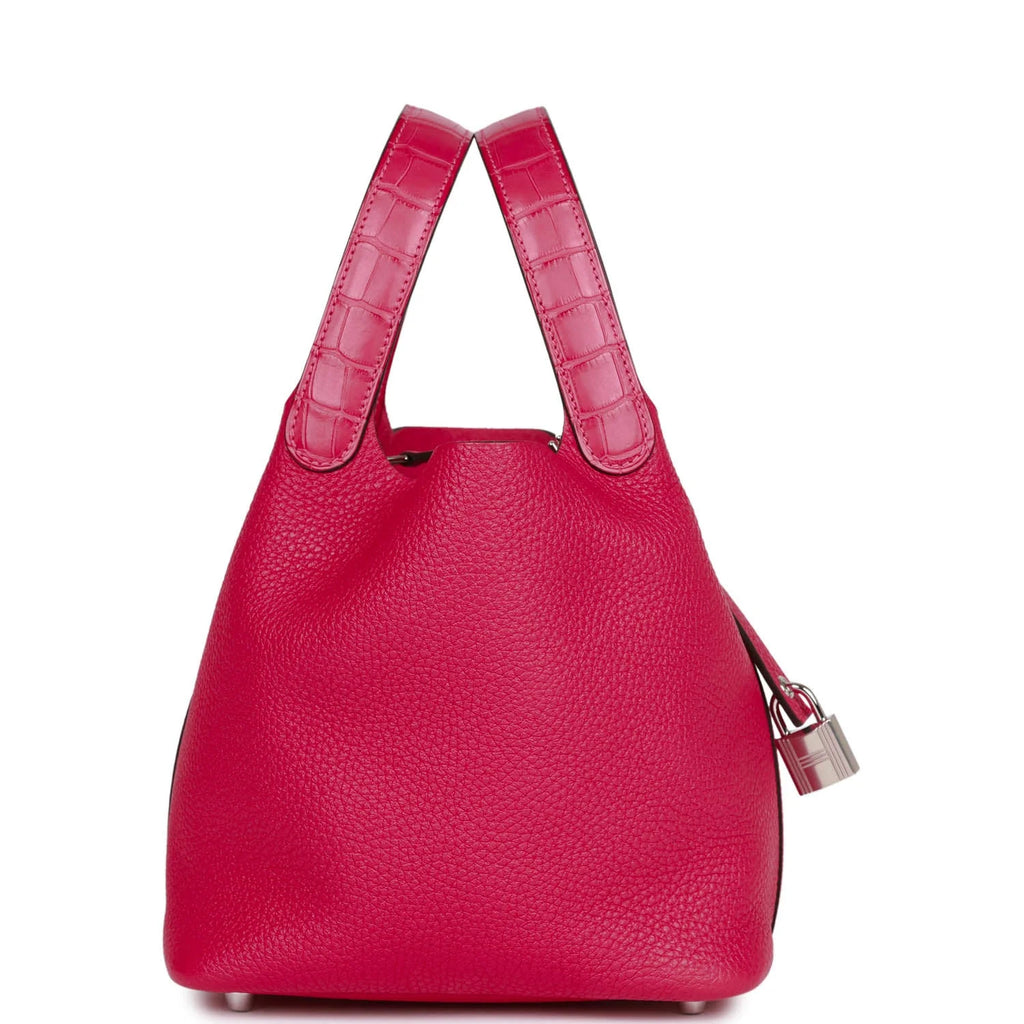 Framboise Clemence and Matte Alligator Touch 18 Picotin Lock N4079