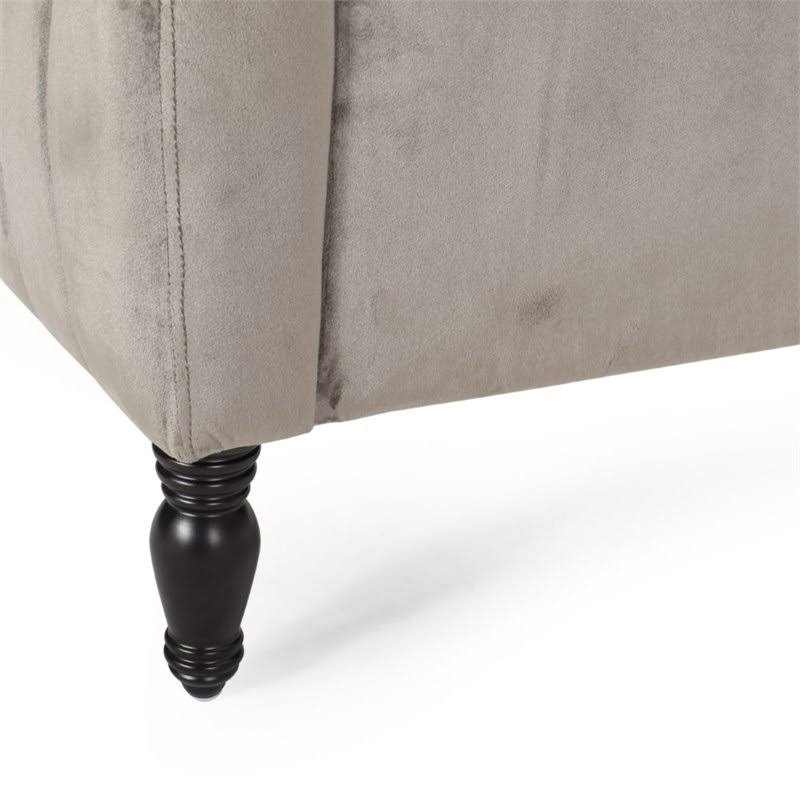 Gray and Dark Brown Velvet Club Chair H5120