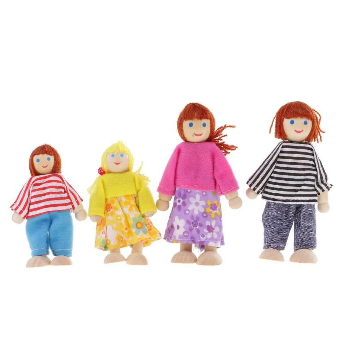 Flexible Wooden Dolls Family of 4 B623