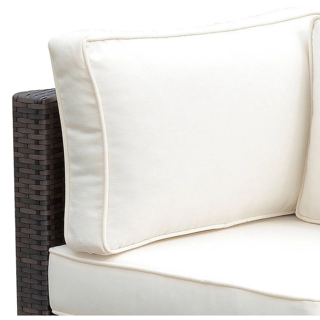 Brown and Ivory Faux Rattan Corner Chair with Cushions P851