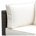 Brown and Ivory Faux Rattan Corner Chair with Cushions P851