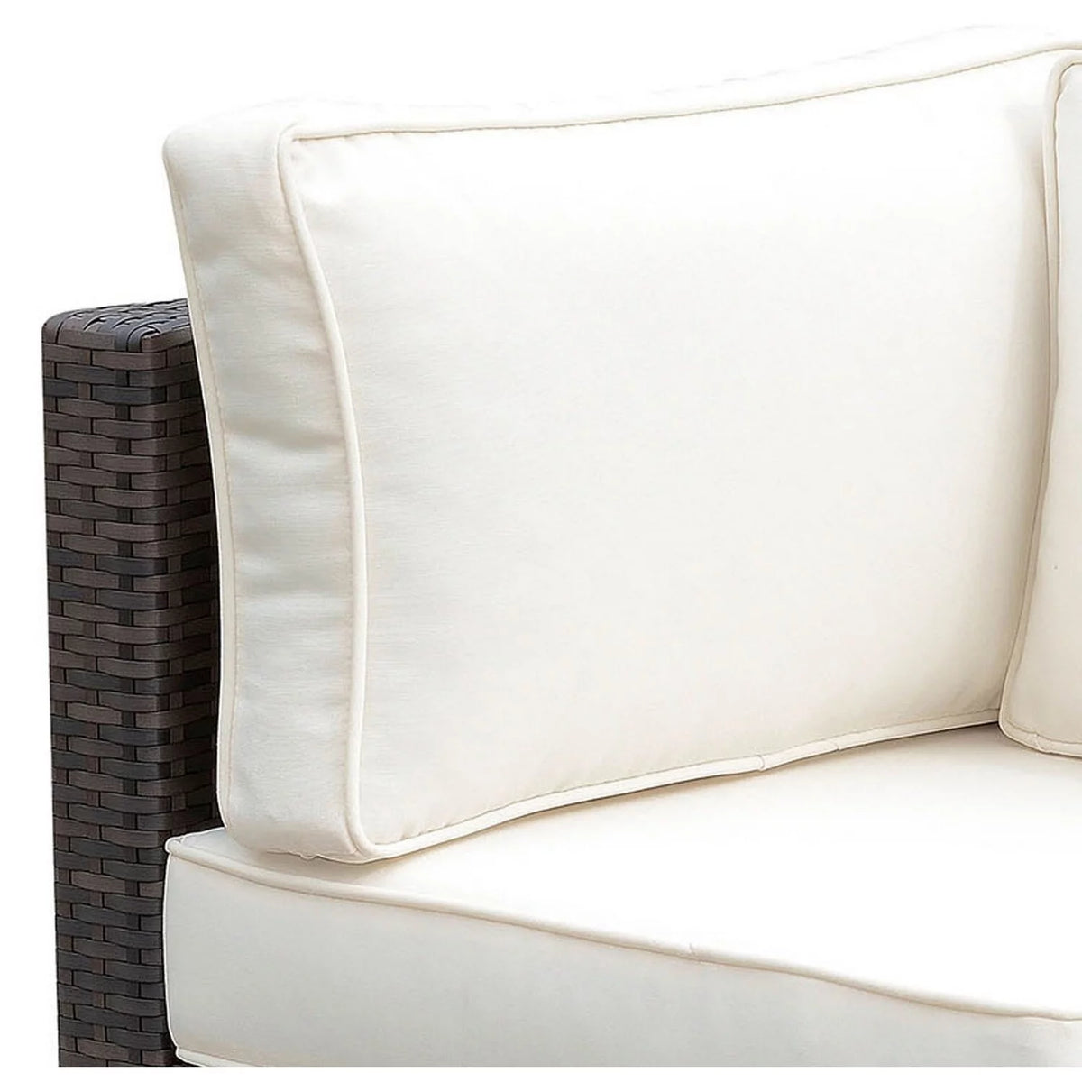 Brown and Ivory Faux Rattan Corner Chair with Cushions P851