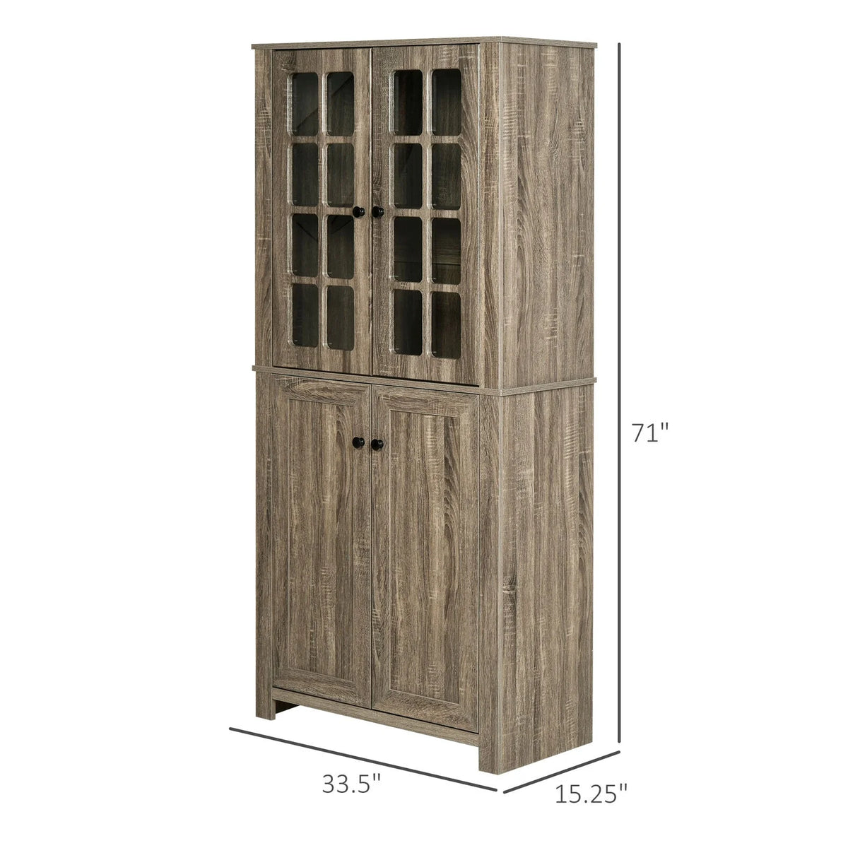 Kitchen Pantry Storage Cabinet with Glass Doors Q419280