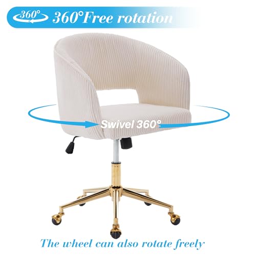 Velvet Upholstered Swivel Desk Chair with Gold Base D95966