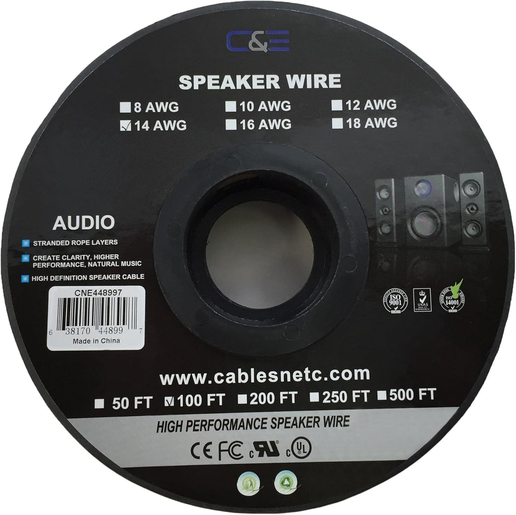 12AWG Oxygen-Free Copper Speaker Wire Cable, Pack of 2 E358140