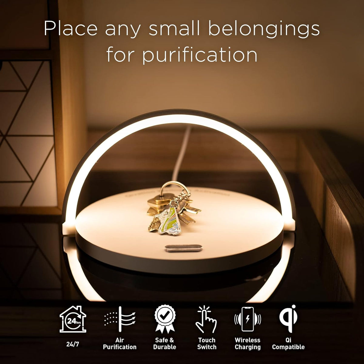 TiO2 Multifunctional Desk Lamp with Wireless Charger, Modern LED Lamp Q937