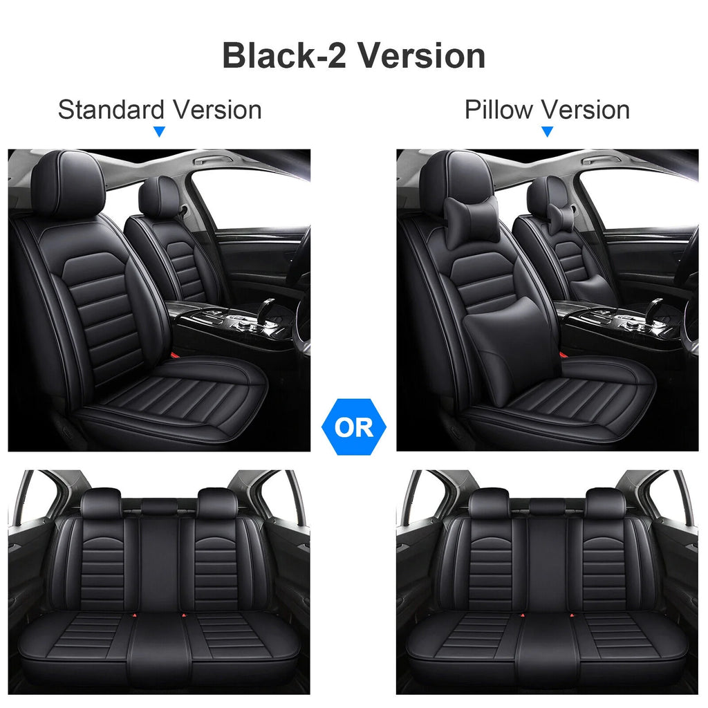 Black Waterproof Pu Leather Full Set Car Seat Covers C5230