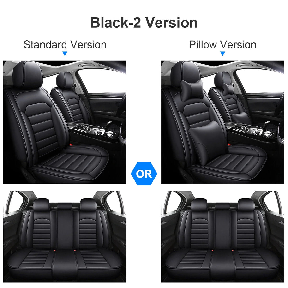 Black Waterproof Pu Leather Full Set Car Seat Covers C5230