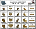 Brass Pipe Elbow Tee Fittings Assortment in Metal Tray L1095
