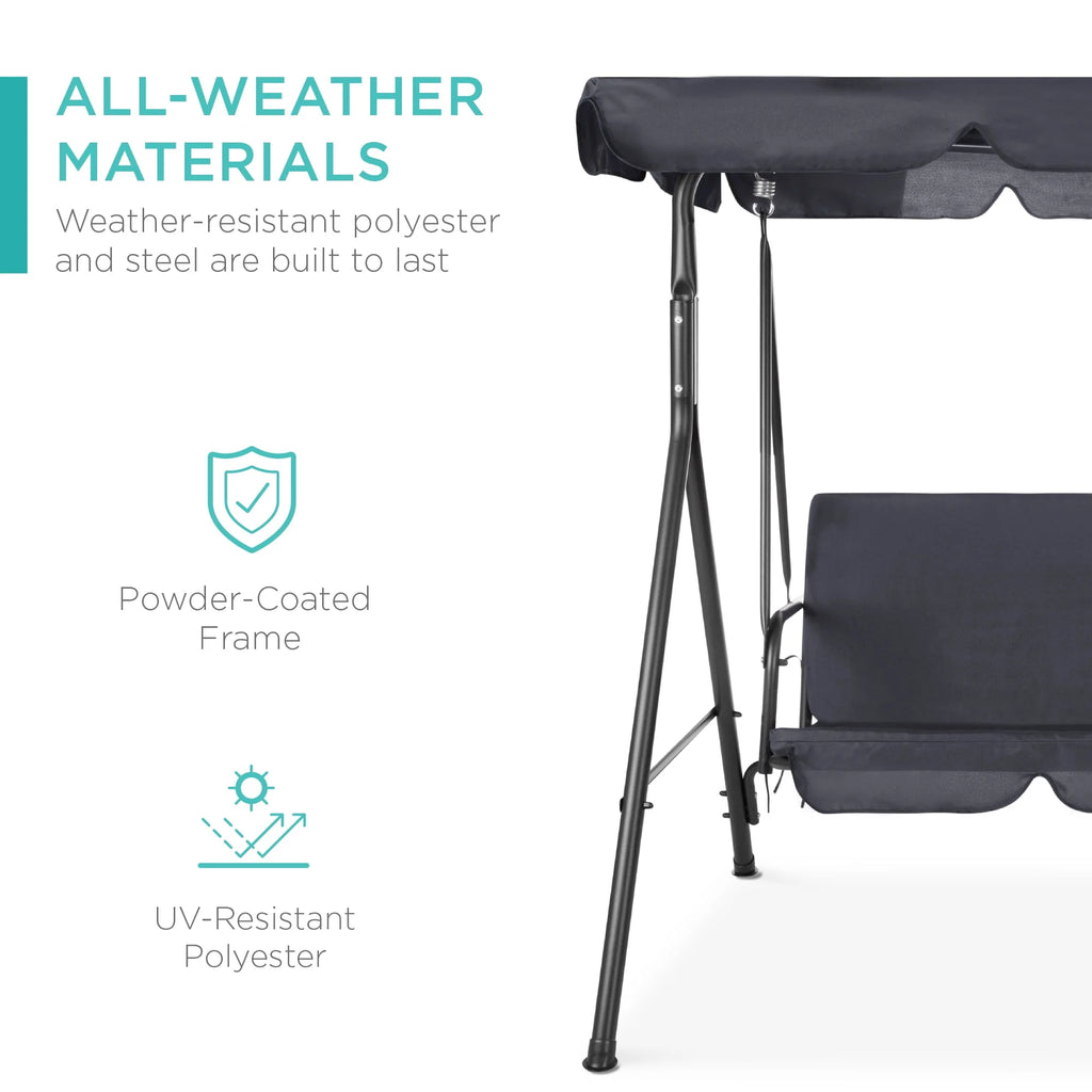 2-Person Convertible Canopy Swing Glider Lounge Chair with Removable Cushions Blue U66970