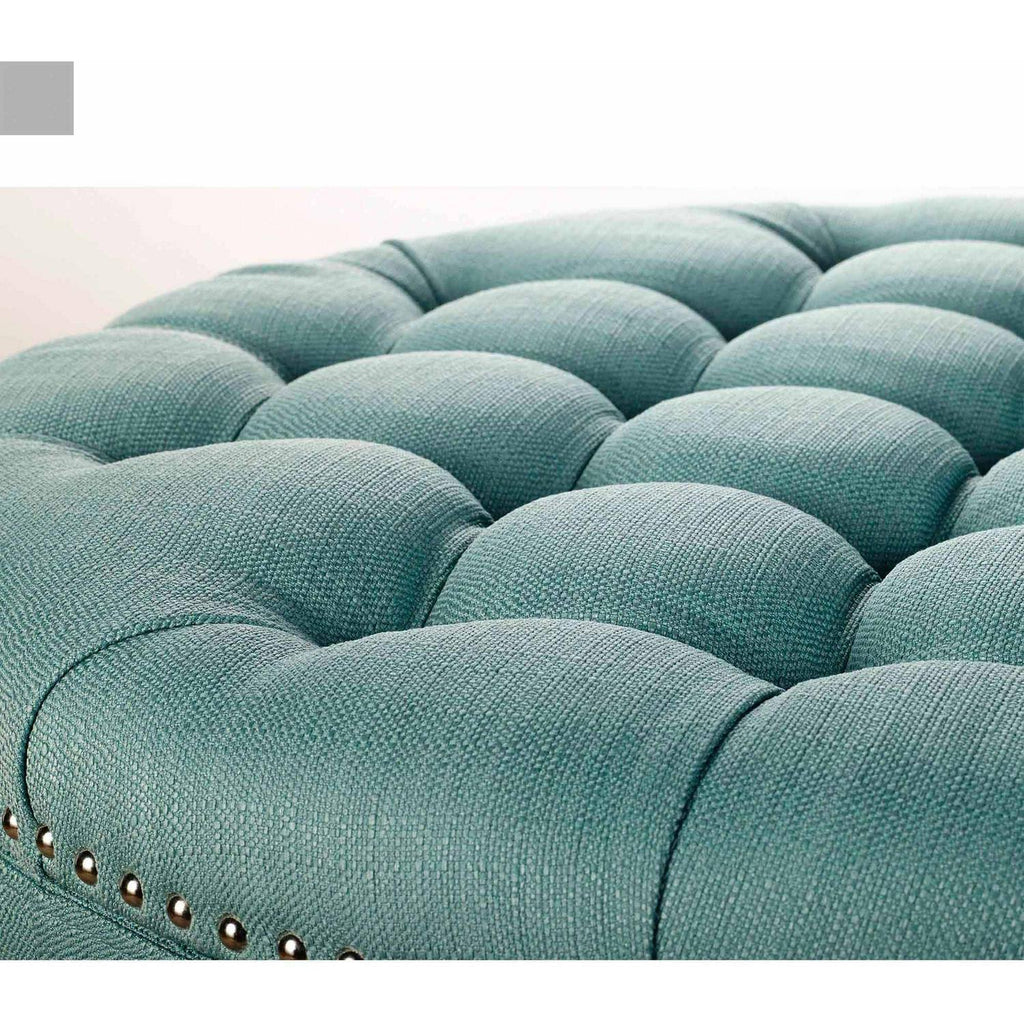 Round Tufted Storage Ottoman with Nailheads H1890