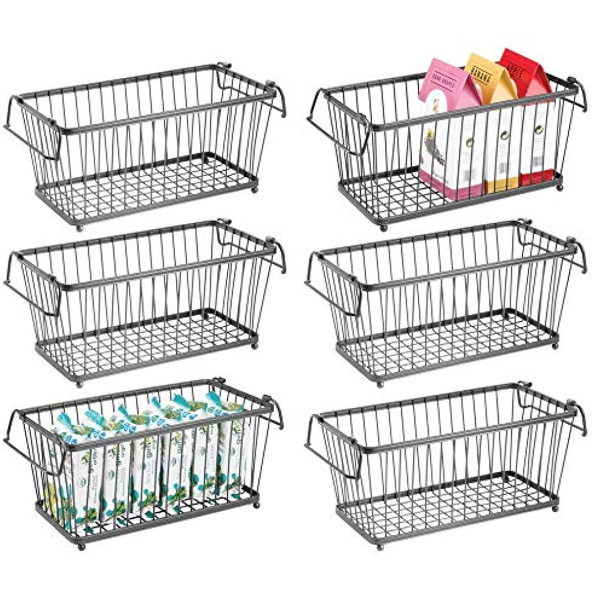 Stackable Metal Food Storage Basket with Handles R19761