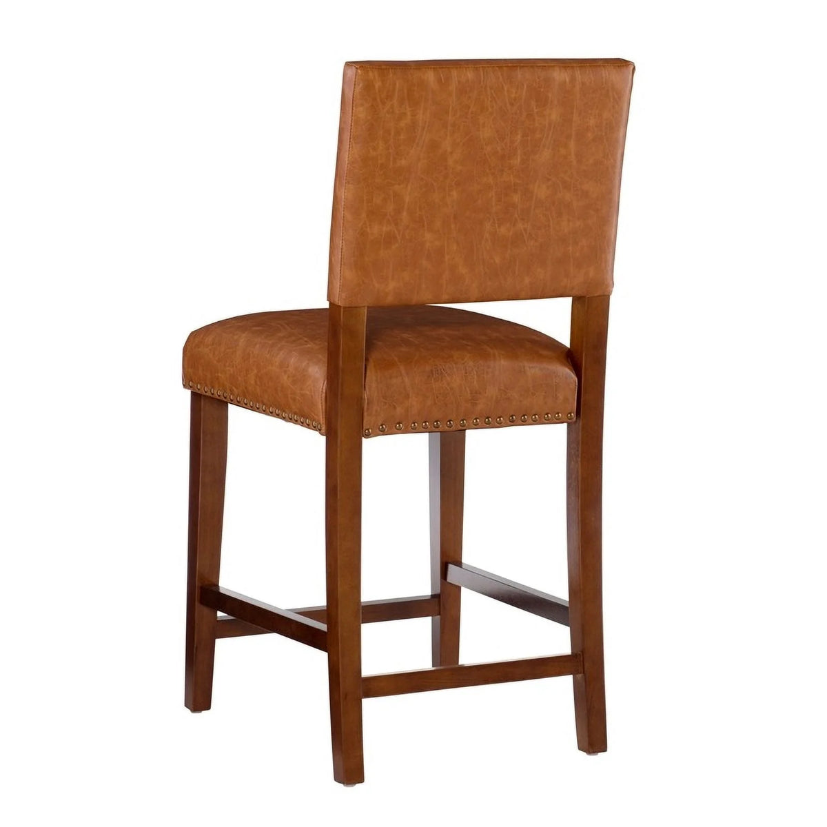 24" Faux Leather Wood Counter Stool in Dark Caramel/Walnut R713737