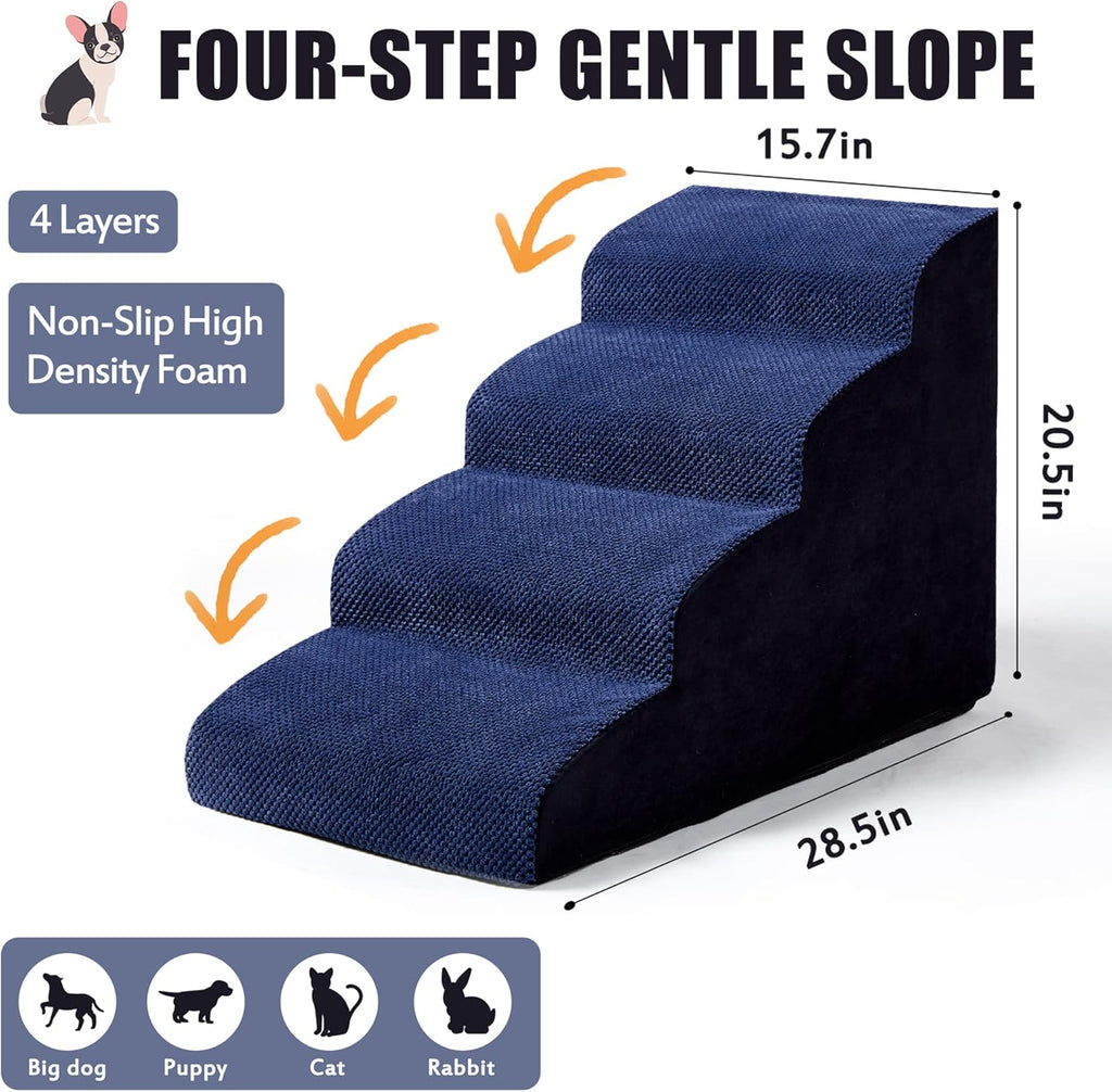 Navy Blue 4 Tiers Foam Dog Stairs L6611