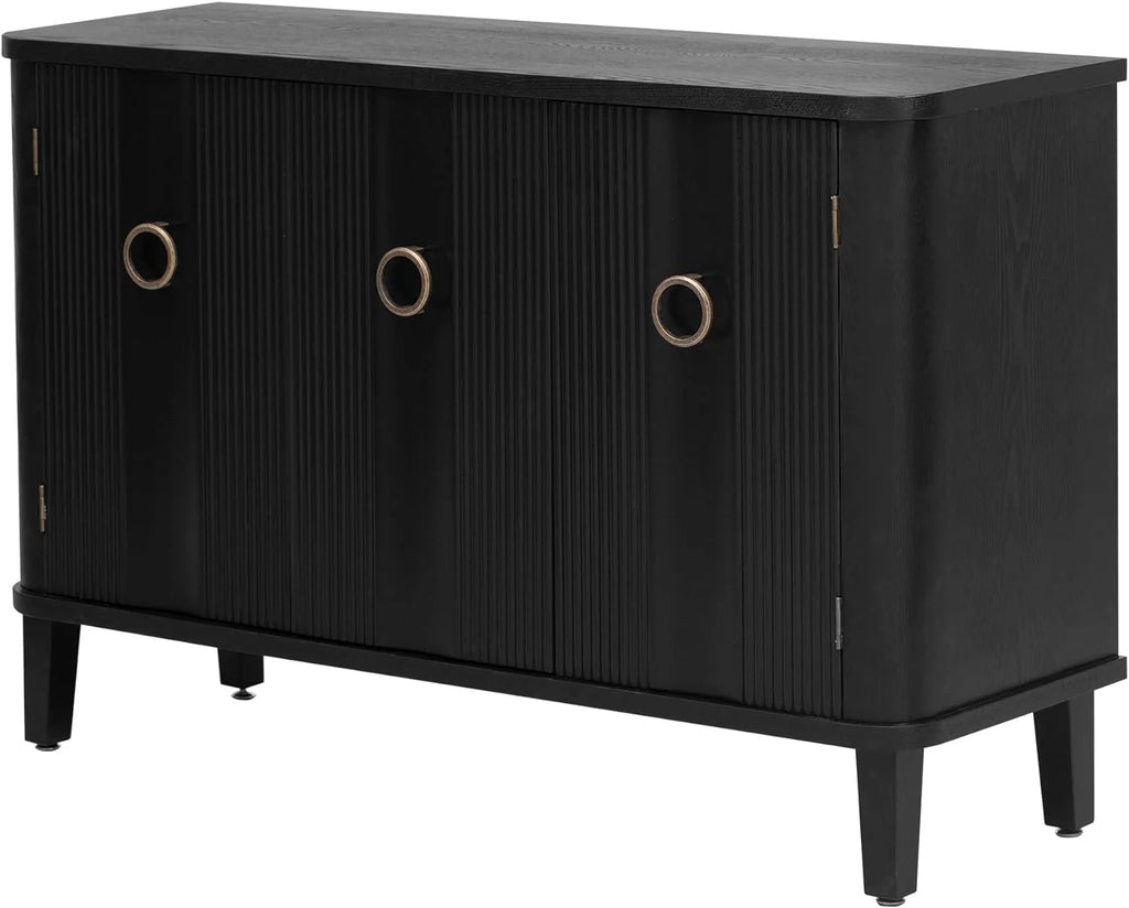 Black Storage Cabinet with 3 Doors and Adjustable Shelf I1500