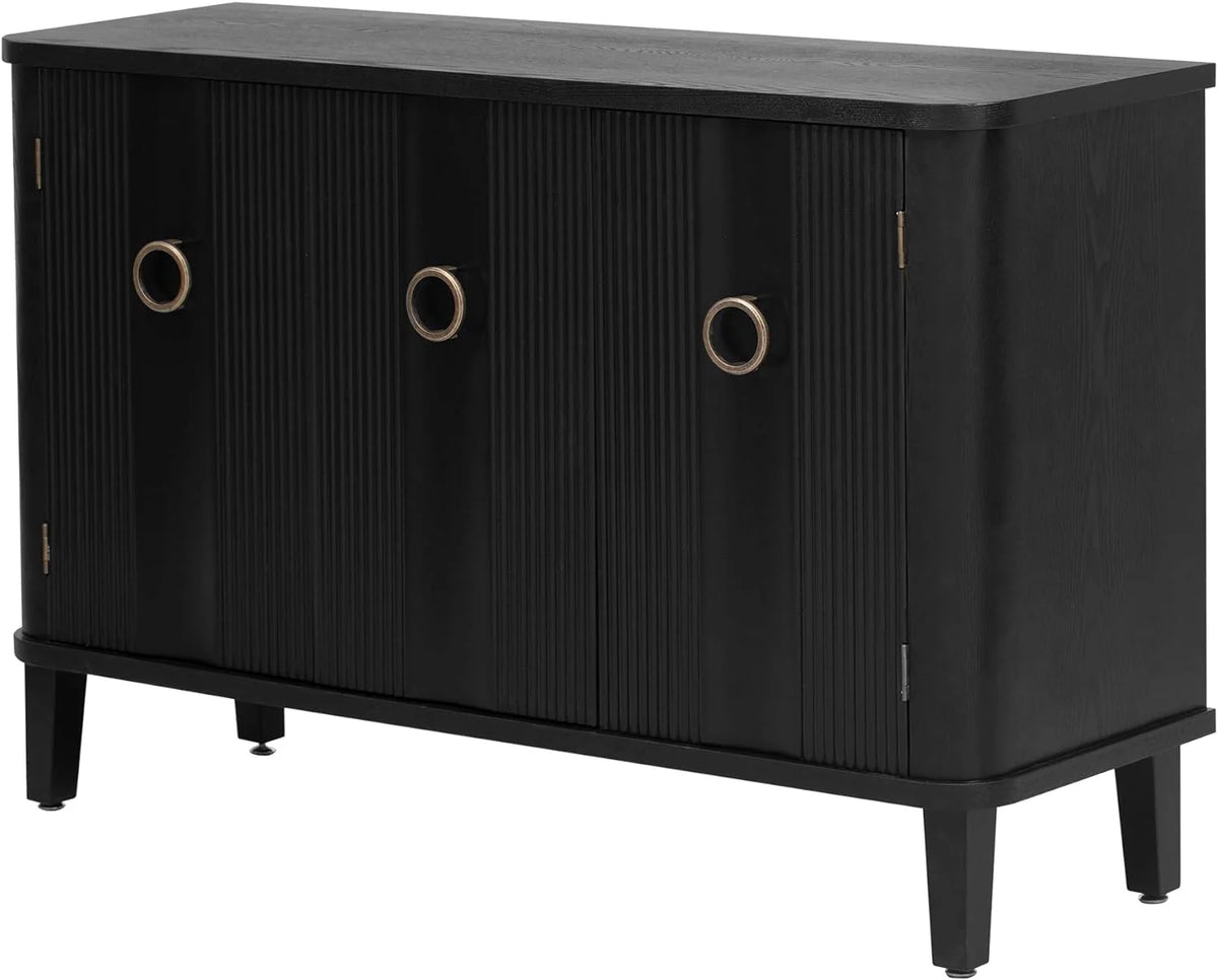 Black Storage Cabinet with 3 Doors and Adjustable Shelf I1500