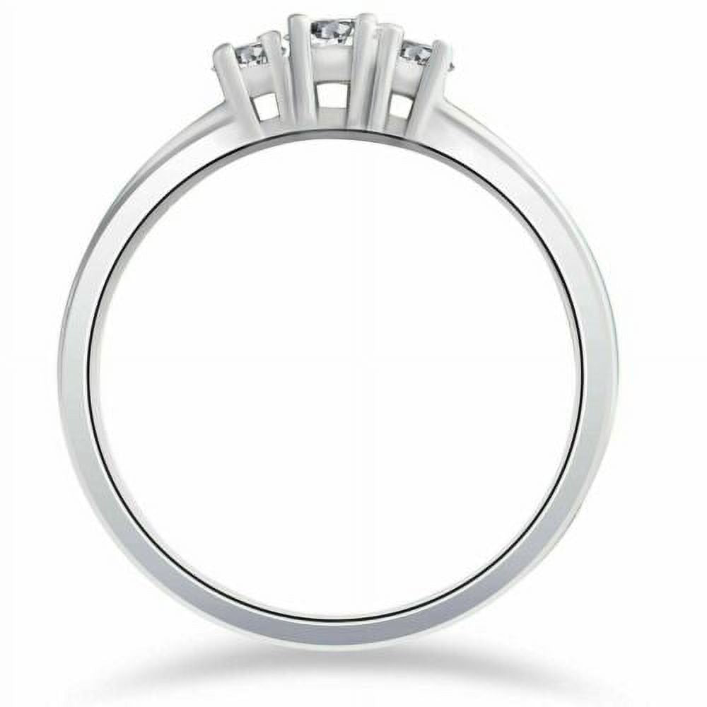 14k White Gold Three Stone Diamond Ring V186