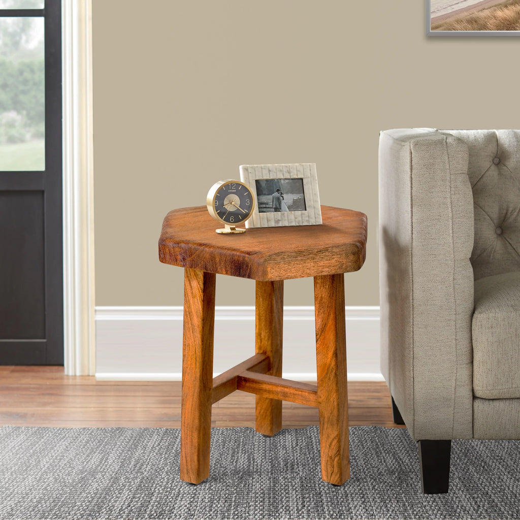 18 Inch Acacia Wood Side Table with Live Edge Top D53104