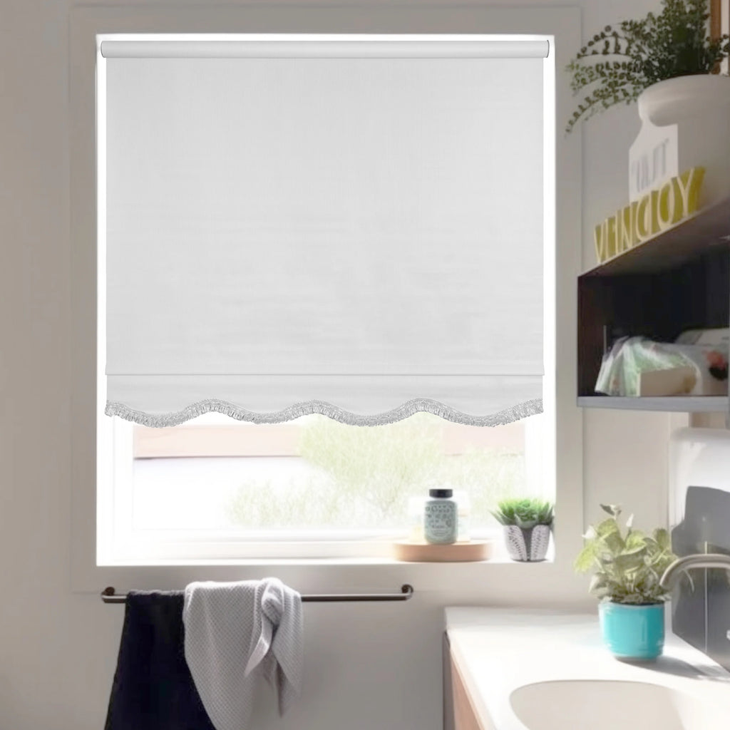 White Cordless Blackout Vinyl Roller Shade 53 in. W x 64 in. L K272262