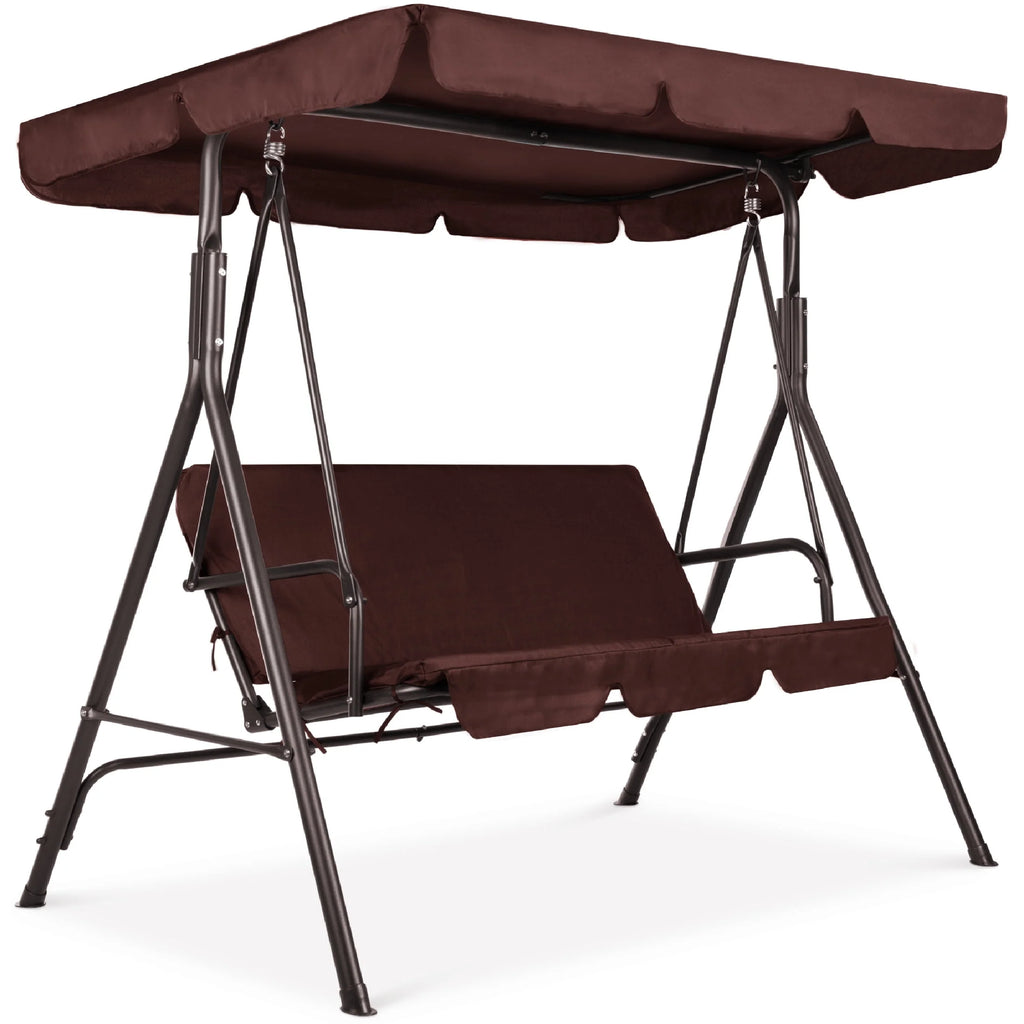 2-Person Convertible Canopy Swing Glider Lounge Chair with Removable Cushions Blue U66970