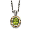 Antiqued Sterling Silver and 14K Gold Peridot Necklace F730