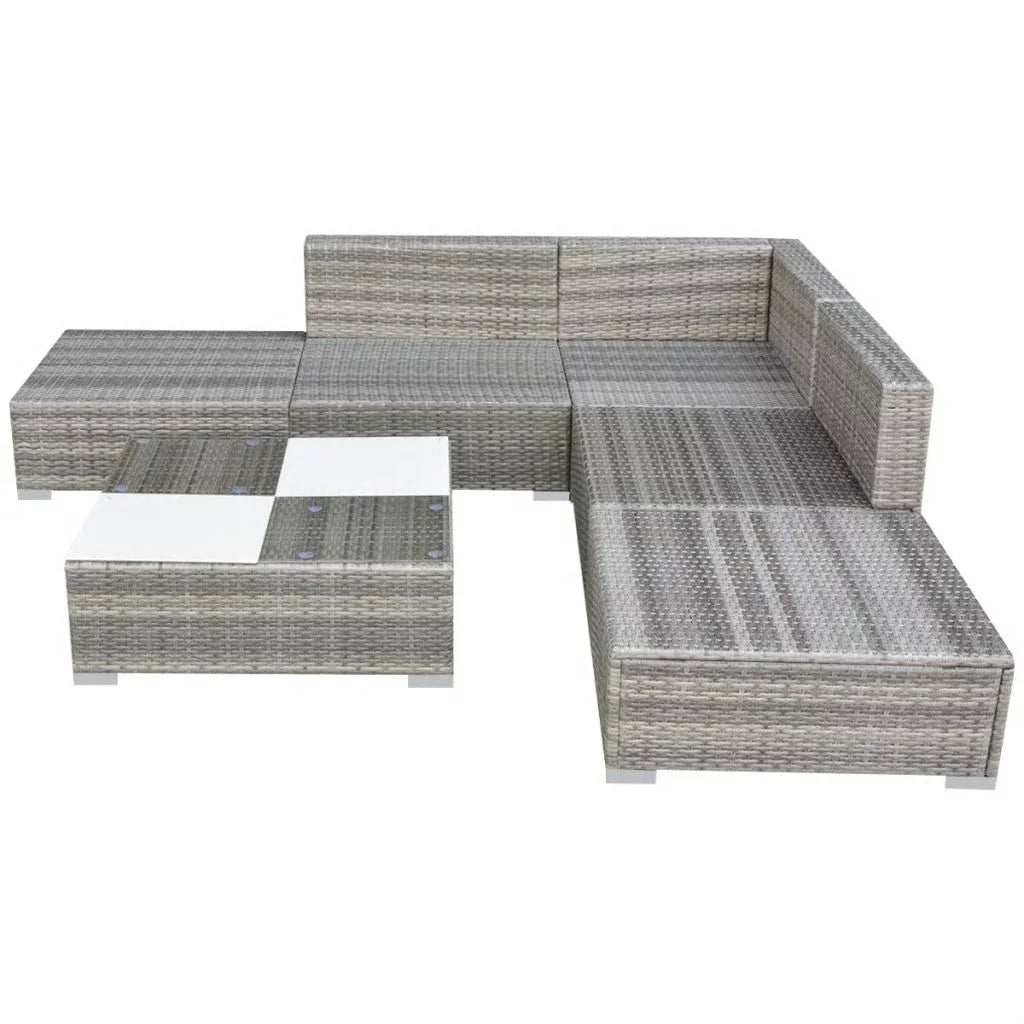 6 Piece Gray Poly Rattan Sectional Sofa Set G202592