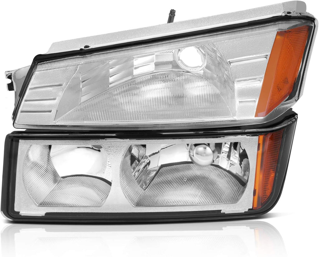Chrome Housing Amber Reflector Headlight Assembly Pair K31049