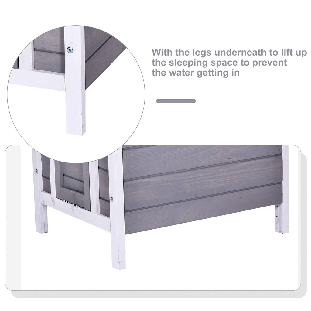 Grey Raised Wooden Pet House K292