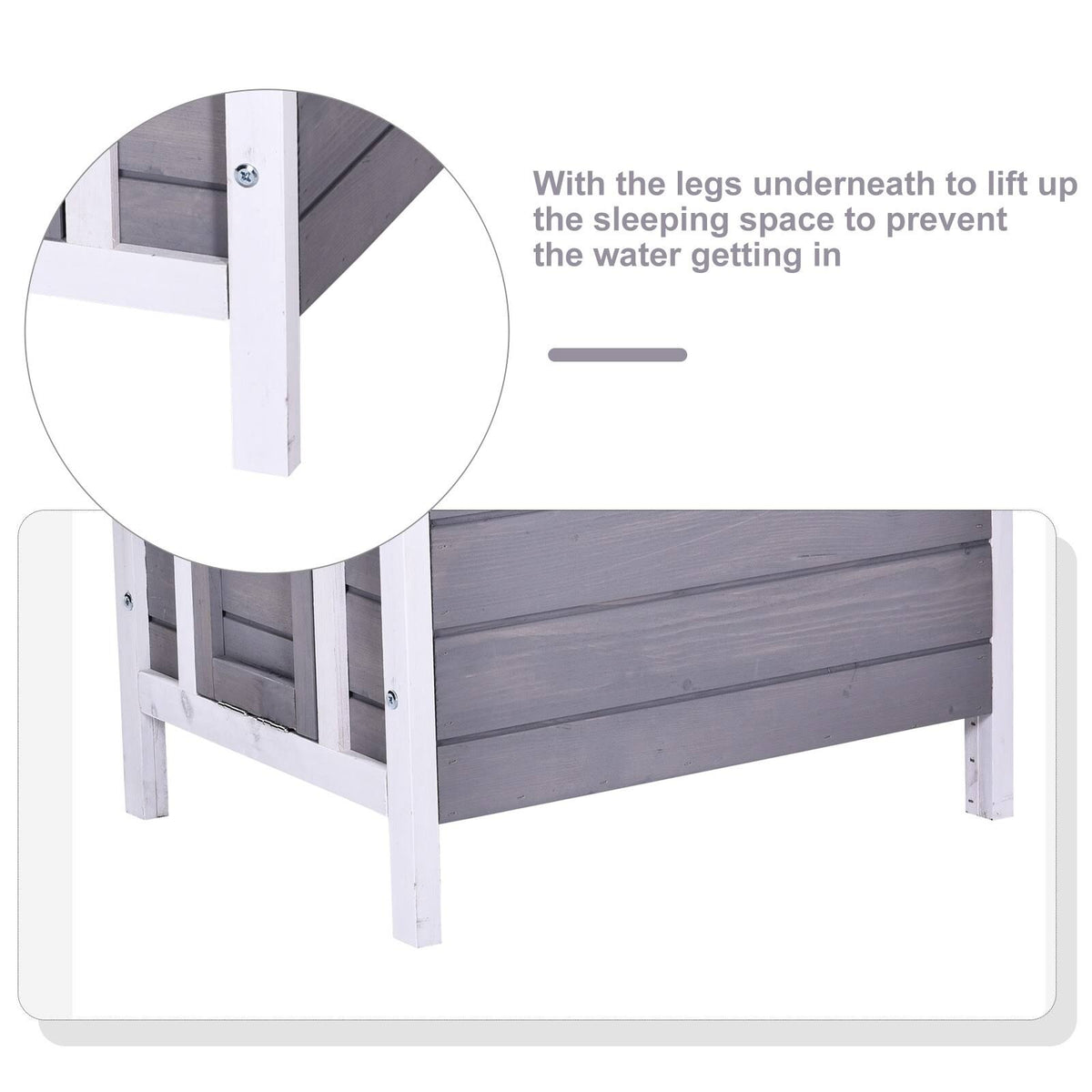 Grey Raised Wooden Pet House K292