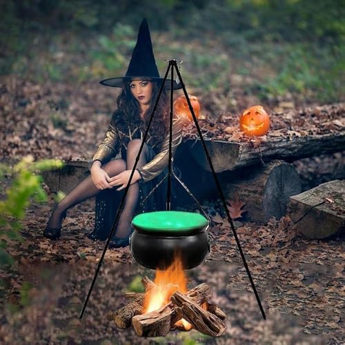 Black Plastic Cauldron with Lights 130cm B152