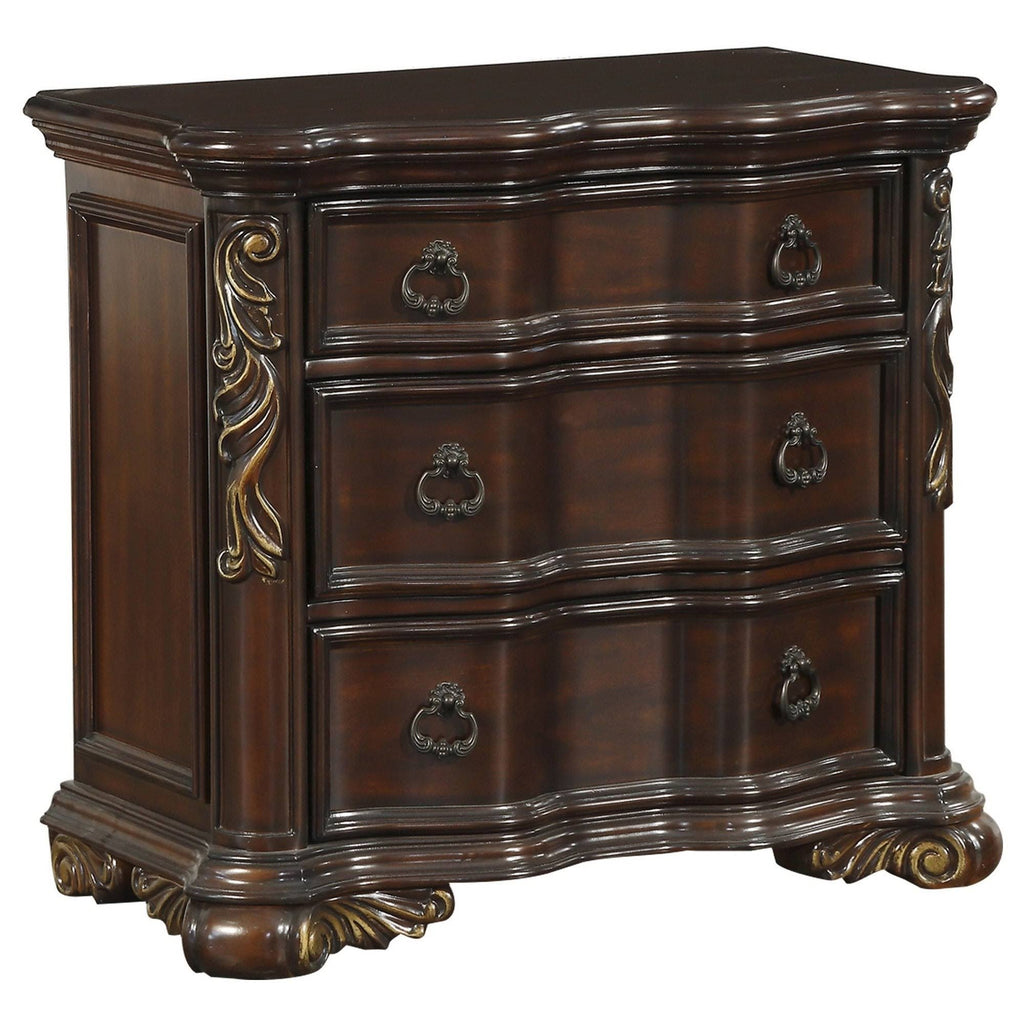 3 Drawer Cherry Brown Nightstand C7793