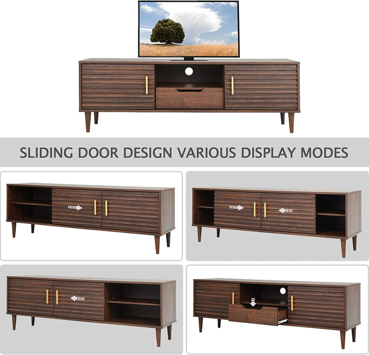 Mid-Century Modern TV Stand Media Console Cabinet B5463