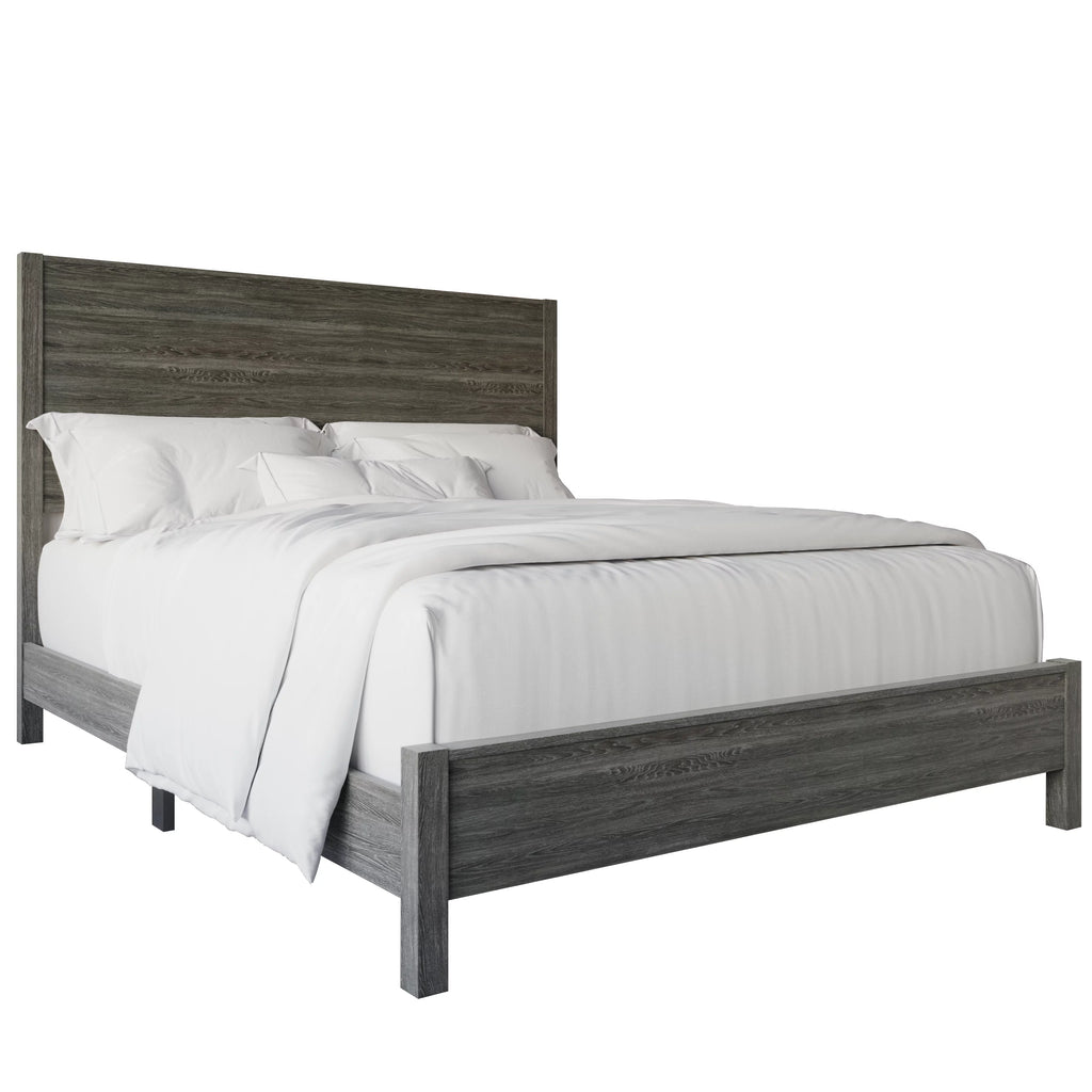 Wood Panel Queen Bed Dark Grey Q61022