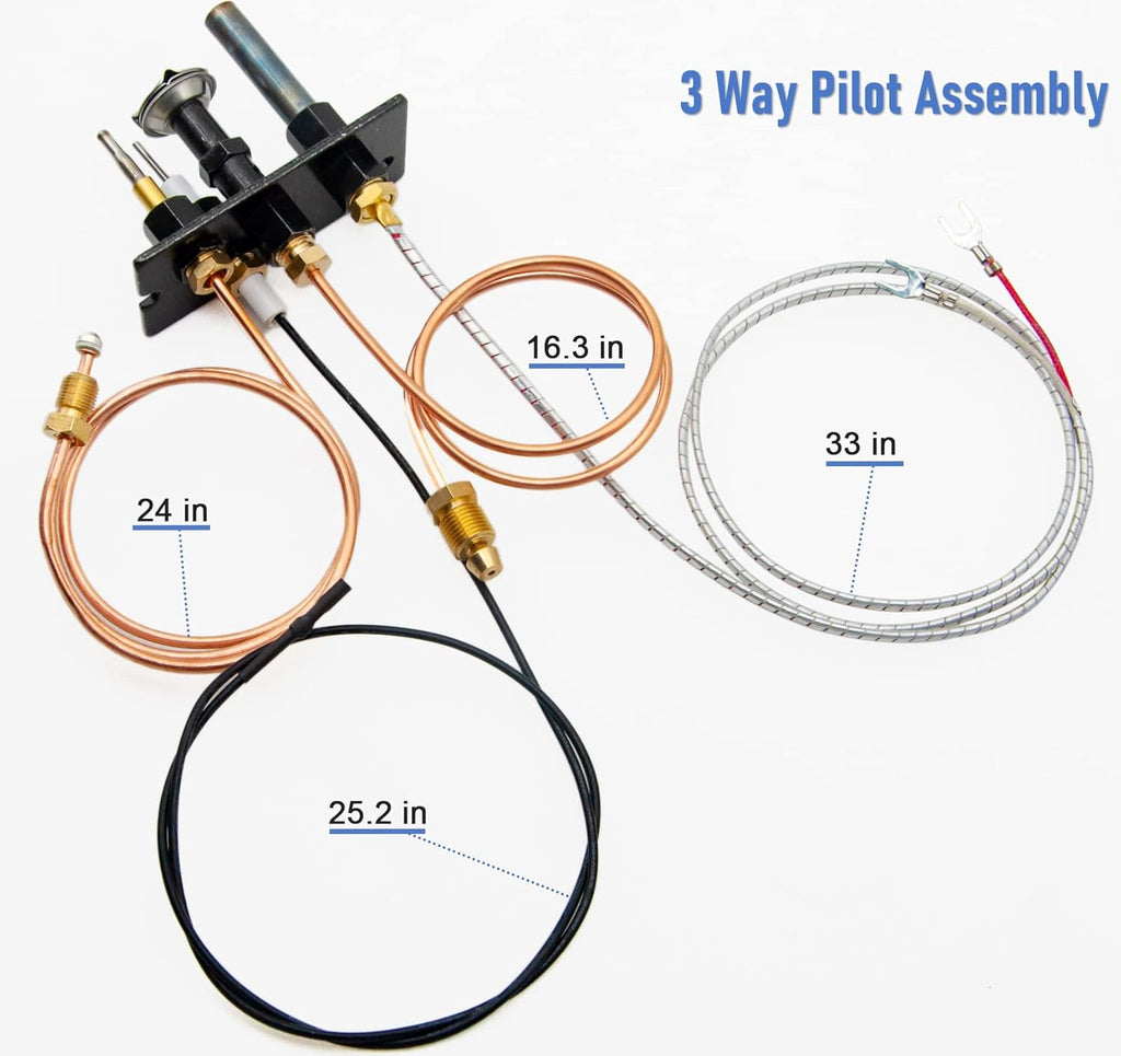 Propane and Natural Gas 3 Way Pilot Assembly for Fireplace and Stoves E77945