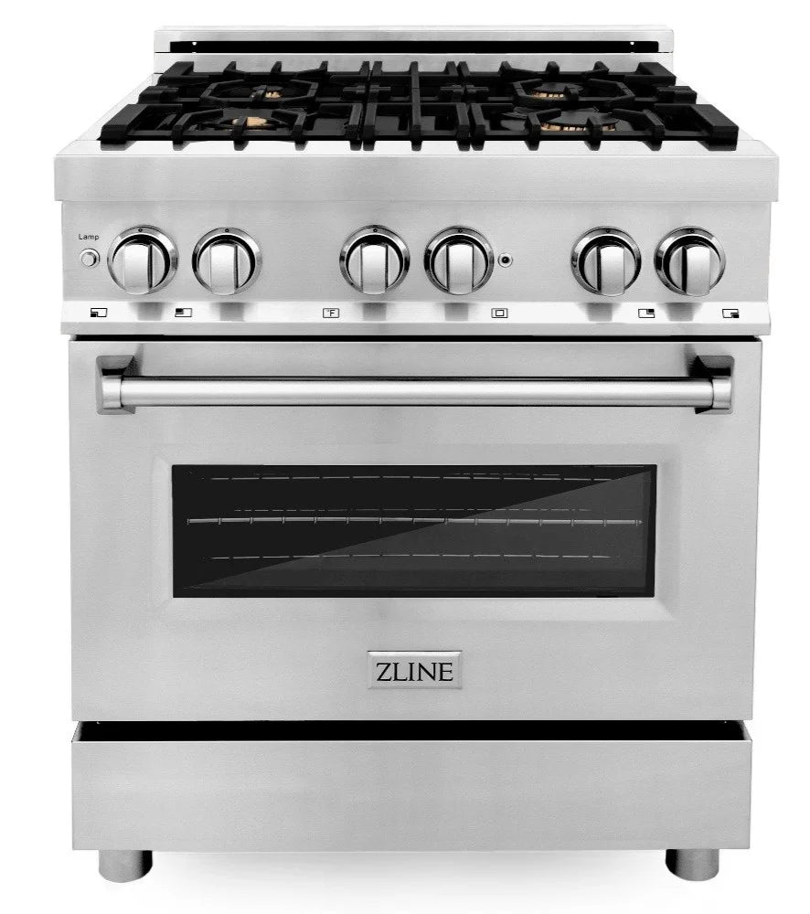 30 in. Stainless Steel Gas Burner Electric Oven Range with Brass Burners M834