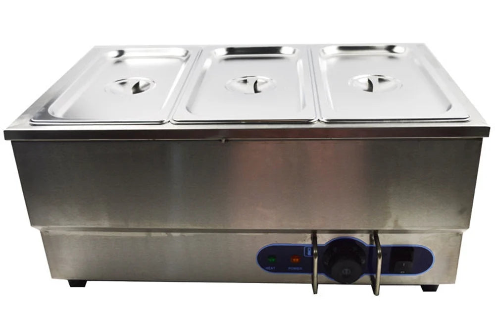 3-Pot Buffet Warmer Steam Table Food Soup Heat Canteen Kitchen Desk Type D426