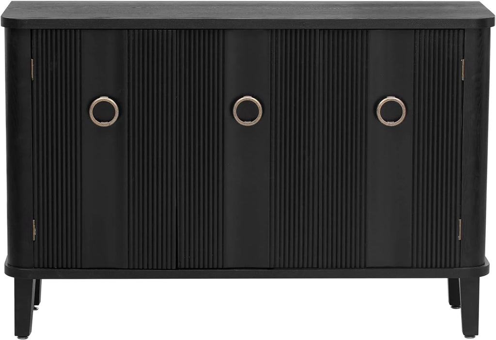 Black Storage Cabinet with 3 Doors and Adjustable Shelf I1500