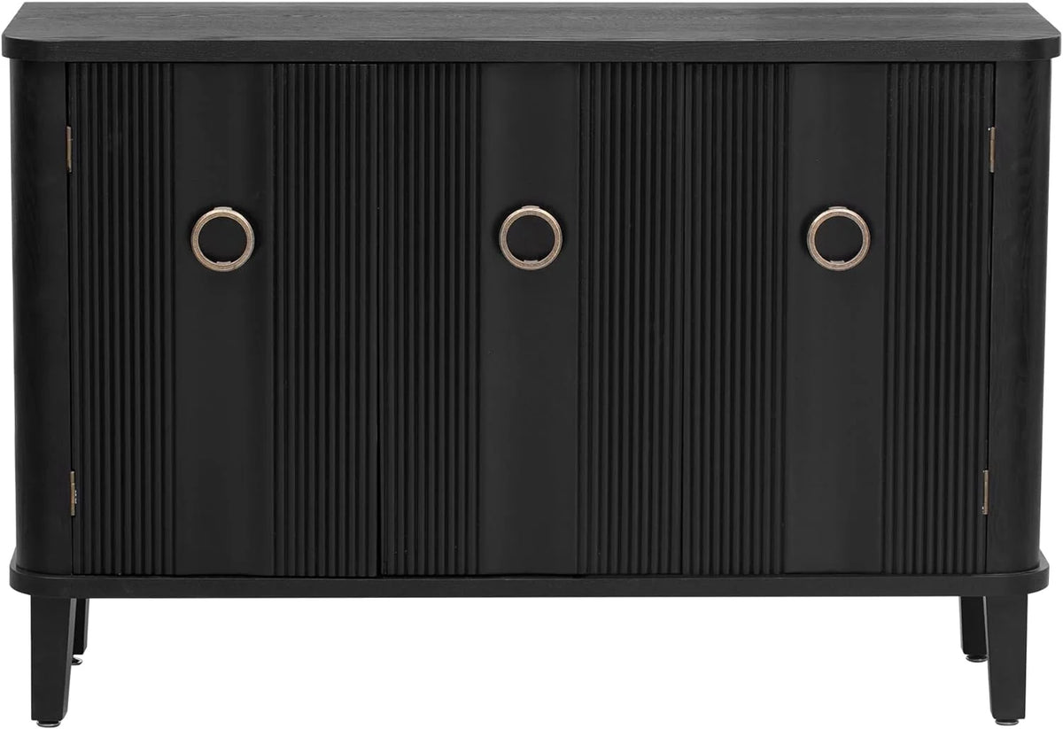 Black Storage Cabinet with 3 Doors and Adjustable Shelf I1500