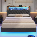 Full Size Platform Bed Frame with Charging Station and LED Lights S87341
