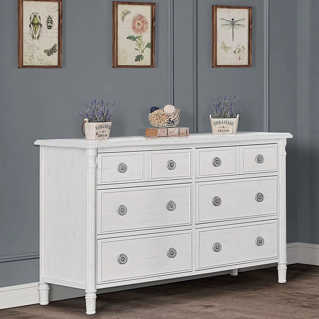 White 6 Drawer Double Dresser J618